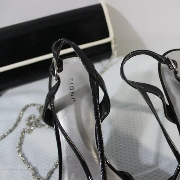 🖤 Fioni Black White Patent Stiletto Heels Size 7 - Picture 2 of 11